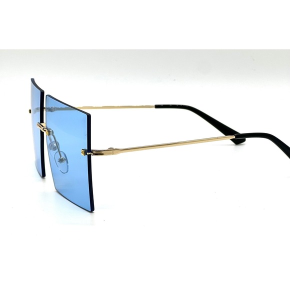 Square‎ Sunglasses Rimless Oversized Fashion Blue Tinted Lens Sun Glasses Women - Picture 6 of 10